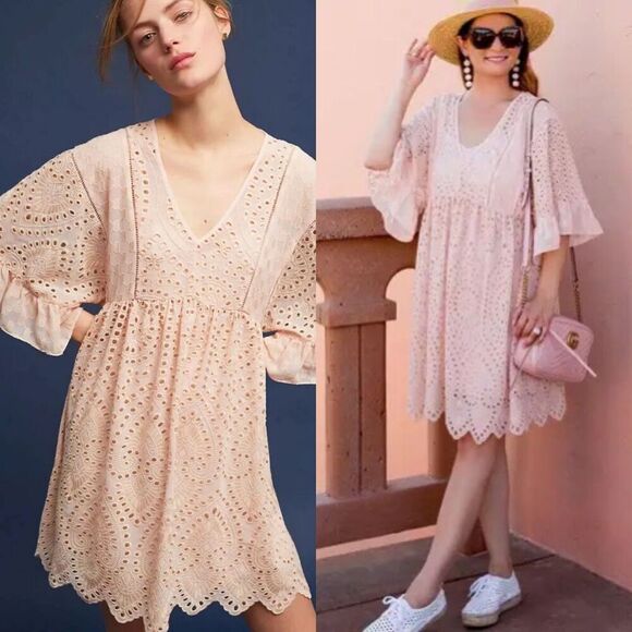 Anthropologie Pink Ruffled Tiered Sundress - Picture 4 of 16